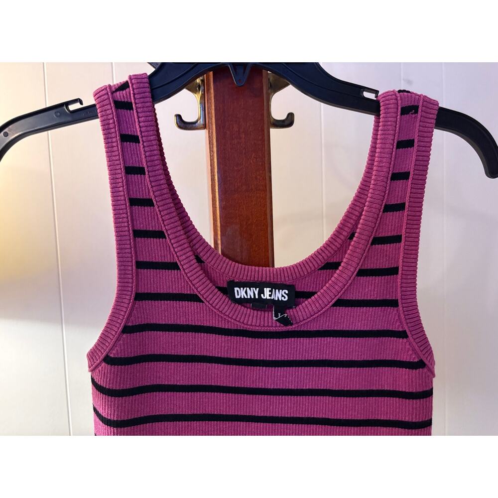 DLNY Striped Rib Knit Jeans Tank Top Large - Picture 2 of 4